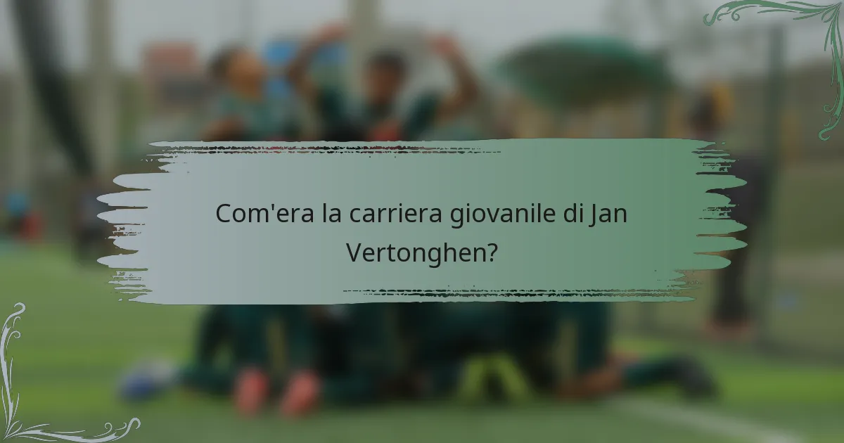 Com'era la carriera giovanile di Jan Vertonghen?